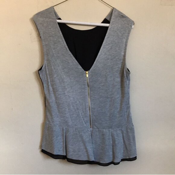 NWT $165 Diane von Furstenberg black and grey peplum top - Picture 2 of 7